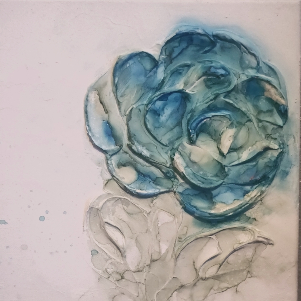 10 × 10 Alcohol ink sculpted painting